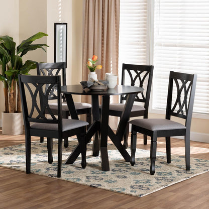 Baxton Studio - Irene Dining Set in Grey/Dark Brown - Maddie-Grey/Dark Brown-5PC Dining Set view 8
