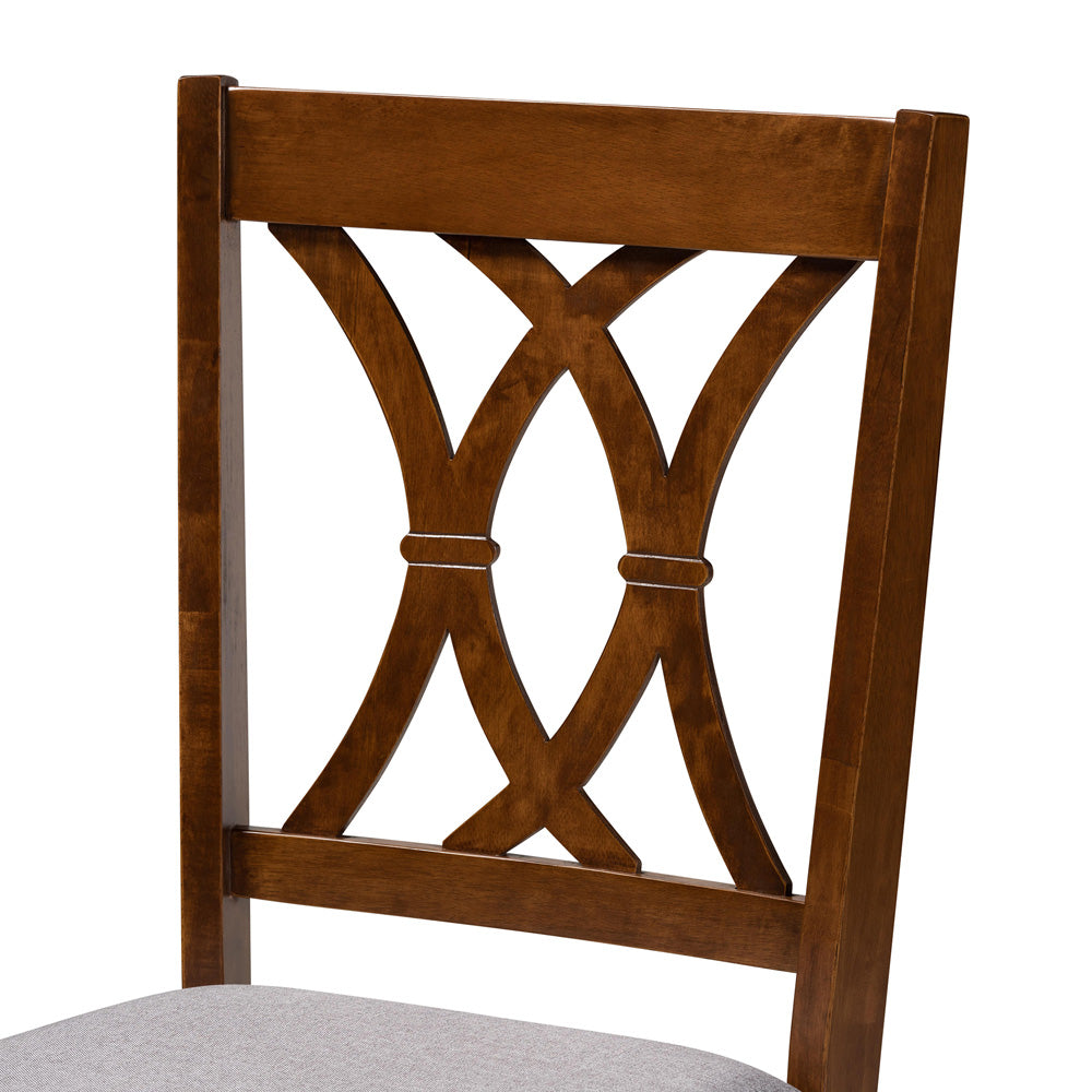 Baxton Studio - Irene Dining Set in Grey/Walnut - Irene-Grey/Walnut-5PC Dining Set view 5