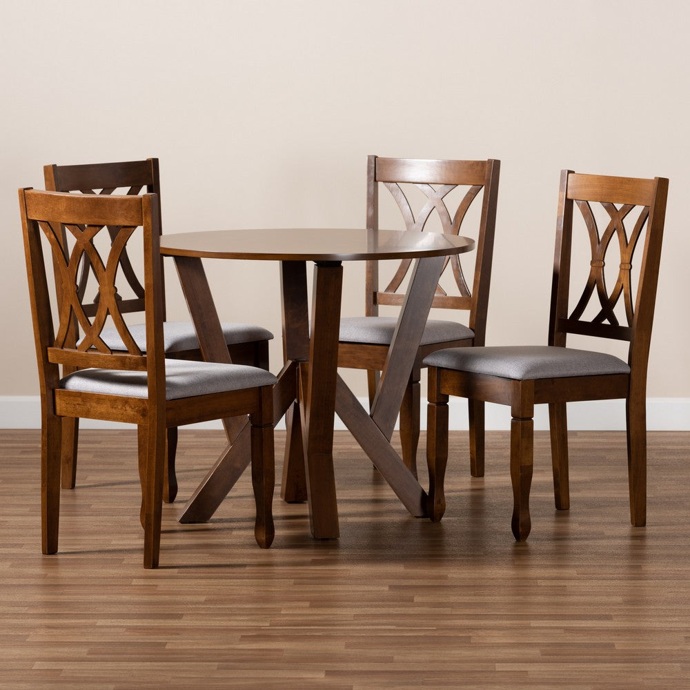 Baxton Studio - Irene Dining Set in Grey/Walnut - Irene-Grey/Walnut-5PC Dining Set view 8