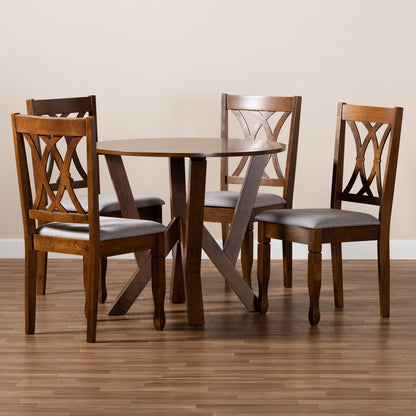 Baxton Studio - Irene Dining Set in Grey/Walnut - Irene-Grey/Walnut-5PC Dining Set view 8