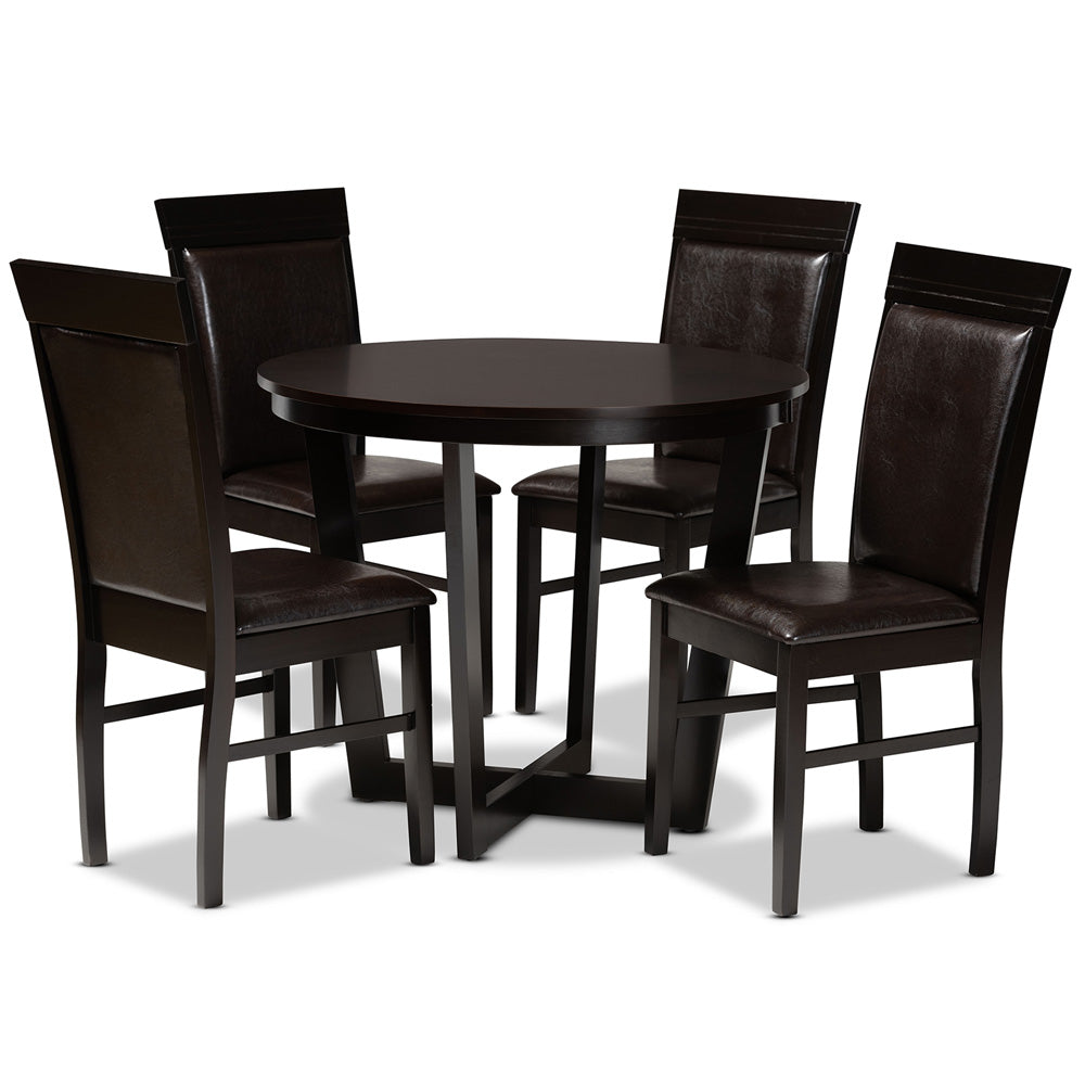 Baxton Studio - Irma Dining Set in Dark Brown/Espresso Brown - Irma-Dark Brown-5PC Dining Set view 1