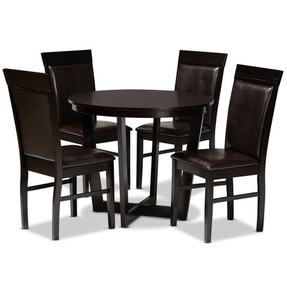 Baxton Studio - Irma Dining Set in Dark Brown/Espresso Brown - Irma-Dark Brown-5PC Dining Set view 1