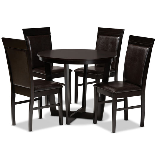 Baxton Studio - Irma Dining Set in Dark Brown/Espresso Brown - Irma-Dark Brown-5PC Dining Set view 1