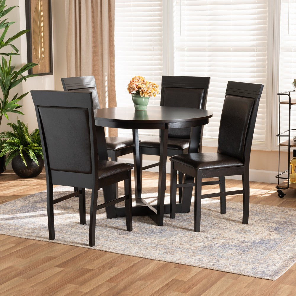 Baxton Studio - Irma Dining Set in Dark Brown/Espresso Brown - Irma-Dark Brown-5PC Dining Set view 7