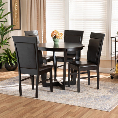 Baxton Studio - Irma Dining Set in Dark Brown/Espresso Brown - Irma-Dark Brown-5PC Dining Set view 7
