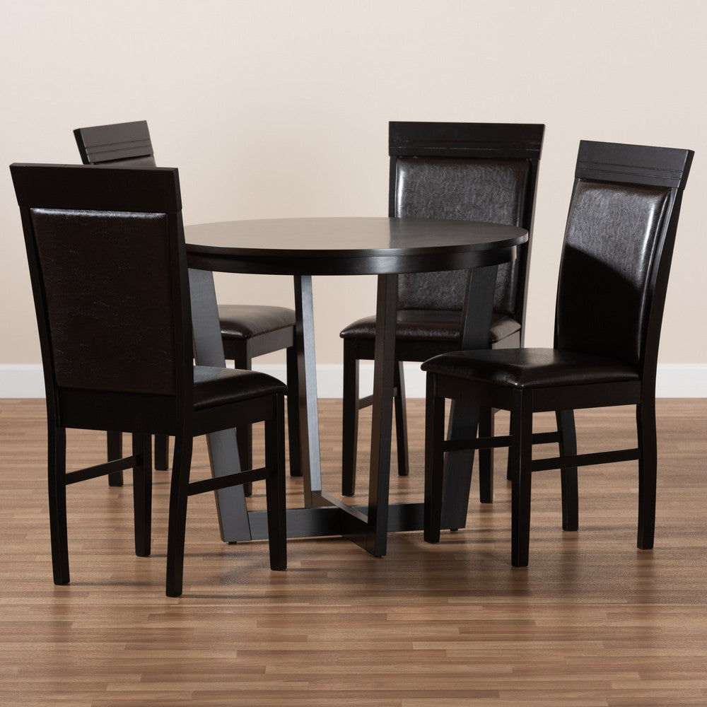 Baxton Studio - Irma Dining Set in Dark Brown/Espresso Brown - Irma-Dark Brown-5PC Dining Set view 8