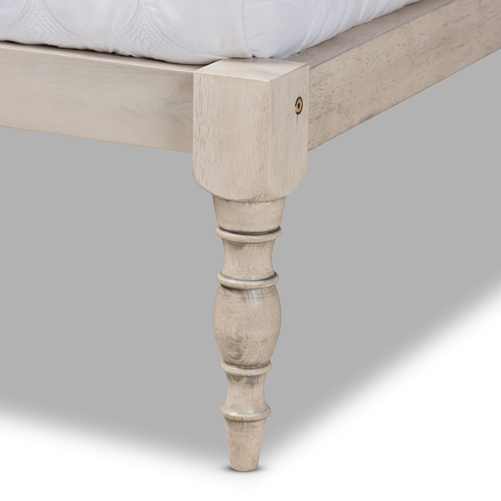 Baxton Studio - Iseline King Size Bed Frame in Antique White - MG0001-Antique White-King view 4