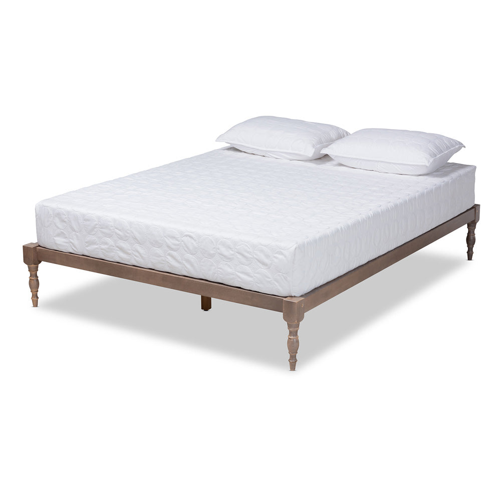 Baxton Studio - Iseline Queen Size Bed Frame in Antique Oak - MG0001-Antique Oak-Queen view 1
