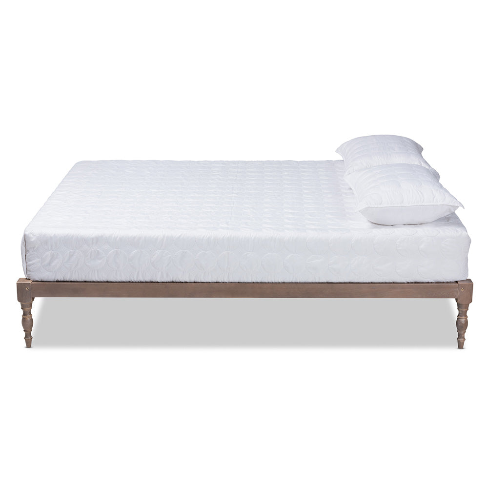 Baxton Studio - Iseline Queen Size Bed Frame in Antique Oak - MG0001-Antique Oak-Queen view 2