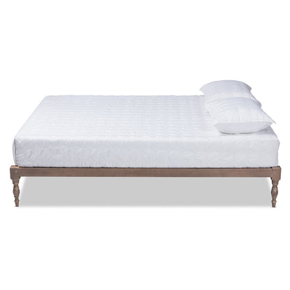 Baxton Studio - Iseline Queen Size Bed Frame in Antique Oak - MG0001-Antique Oak-Queen view 2