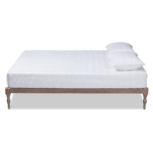 Baxton Studio - Iseline Queen Size Bed Frame in Antique Oak - MG0001-Antique Oak-Queen view 2