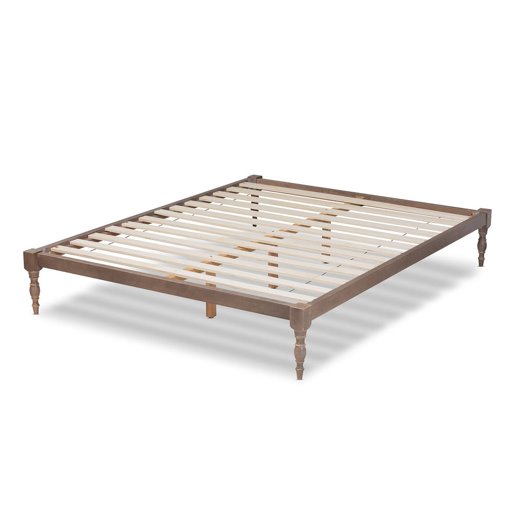 Baxton Studio - Iseline Queen Size Bed Frame in Antique Oak - MG0001-Antique Oak-Queen view 3