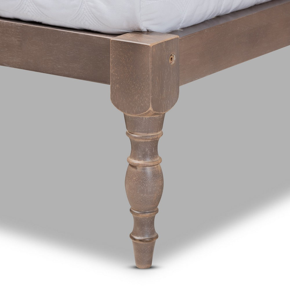 Baxton Studio - Iseline Queen Size Bed Frame in Antique Oak - MG0001-Antique Oak-Queen view 4