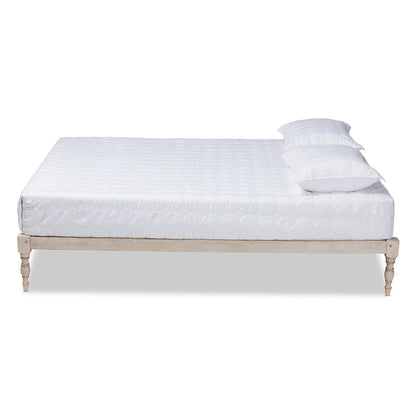 Baxton Studio - Iseline Queen Size Bed Frame in Antique White - MG0001-Antique White-Queen view 2