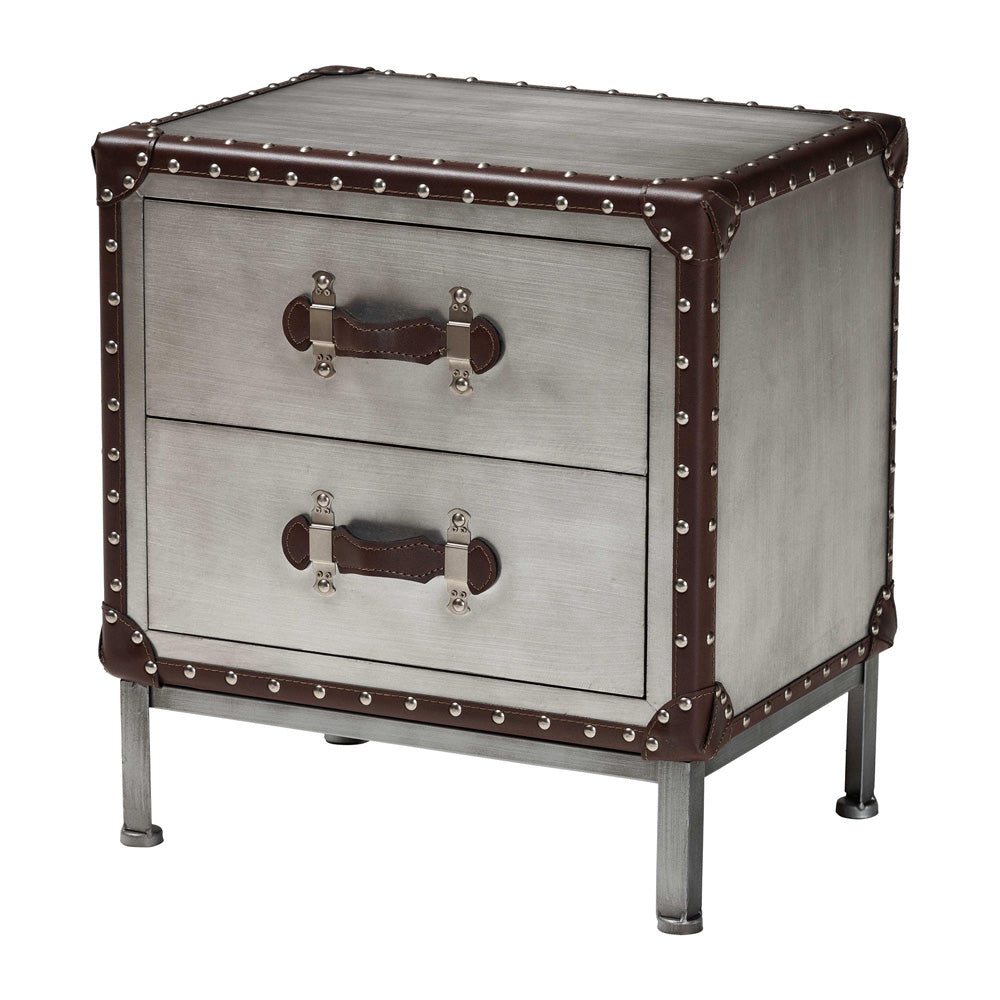 Baxton Studio - Jacey End Table in Silver/Black - JY24A032-Wooden-Cabinet view 1