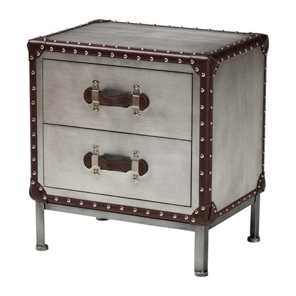 Baxton Studio - Jacey End Table in Silver/Black - JY24A032-Wooden-Cabinet view 1