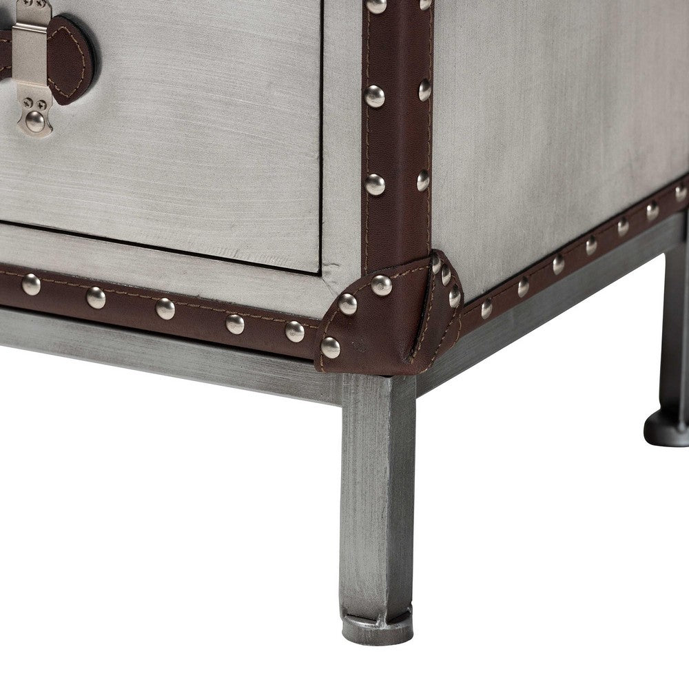 Baxton Studio - Jacey End Table in Silver/Black - JY24A032-Wooden-Cabinet view 7