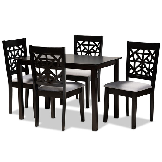 Baxton Studio - Jackson Dining Set in Grey/Espresso Brown - RH310C-Grey/Dark Brown-5PC Dining Set view 1