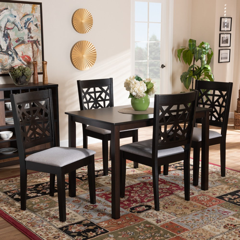 Baxton Studio - Jackson Dining Set in Grey/Espresso Brown - RH310C-Grey/Dark Brown-5PC Dining Set view 7