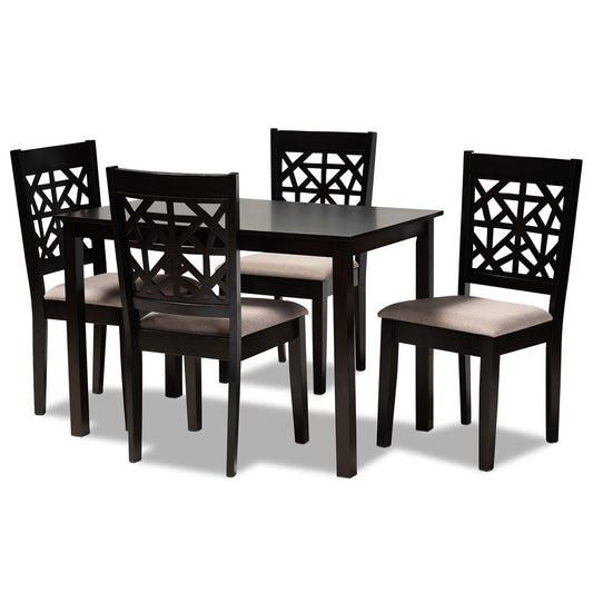 Baxton Studio - Jackson Dining Set in Sand/Espresso Brown - RH310C-Sand/Dark Brown-5PC Dining Set view 1