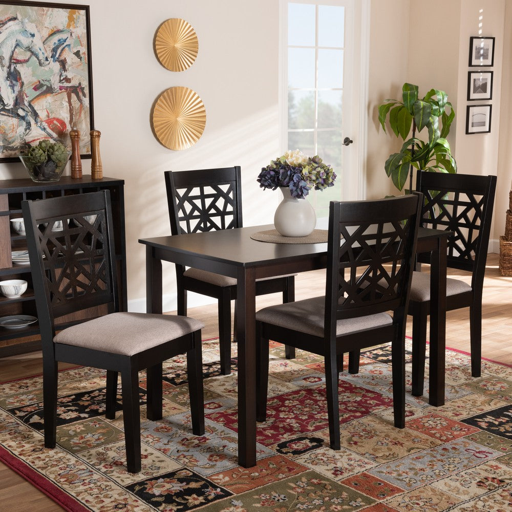 Baxton Studio - Jackson Dining Set in Sand/Espresso Brown - RH310C-Sand/Dark Brown-5PC Dining Set view 7