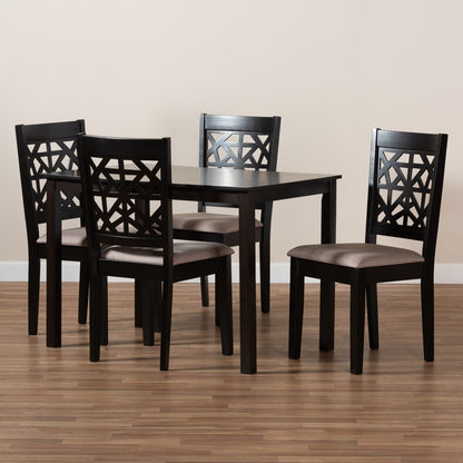 Baxton Studio - Jackson Dining Set in Sand/Espresso Brown - RH310C-Sand/Dark Brown-5PC Dining Set view 8