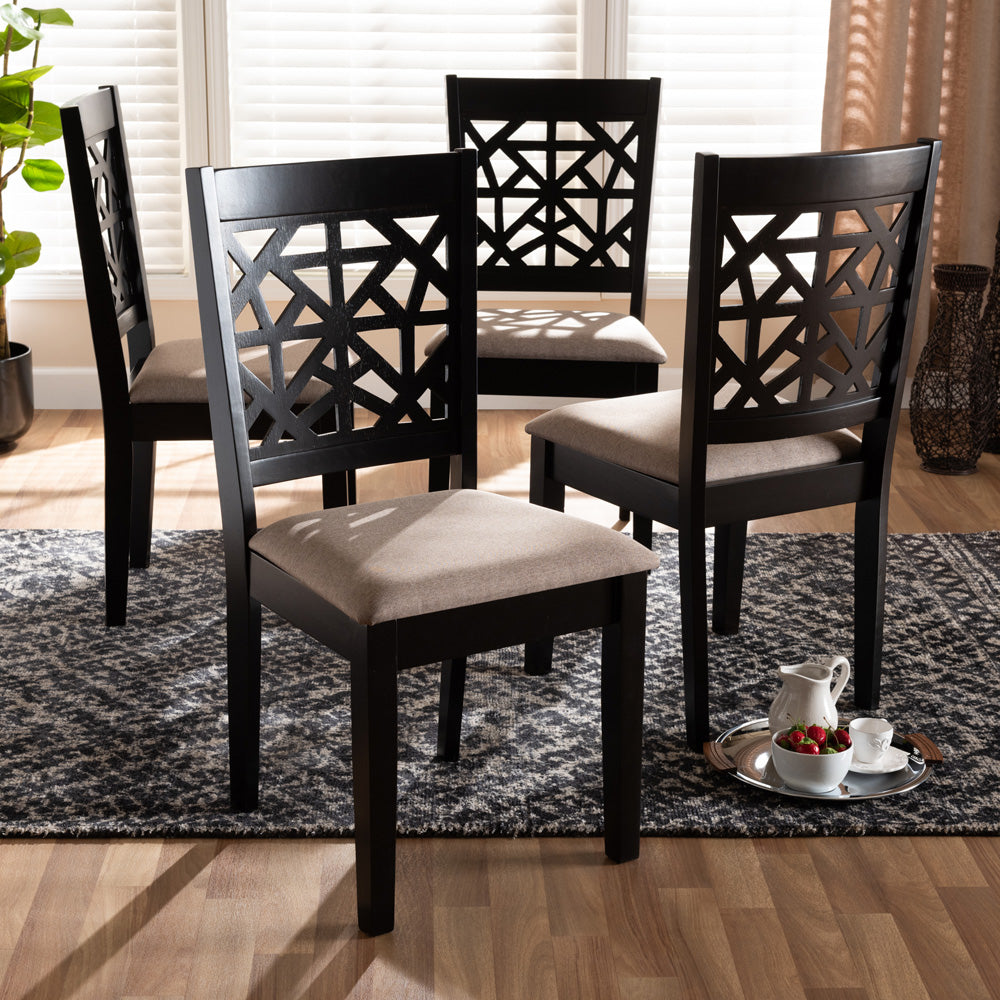 Baxton Studio - Jackson Set of 4 Dining Chairs in Sand/Espresso Brown - RH310C-Sand/Dark Brown-DC-4PK view 5