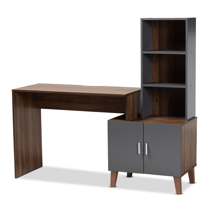 Baxton Studio - Jaeger Desk in Grey/Walnut Brown - SESD8019WI-Columbia/Dark Grey-Desk view 1