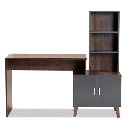Baxton Studio - Jaeger Desk in Grey/Walnut Brown - SESD8019WI-Columbia/Dark Grey-Desk view 3