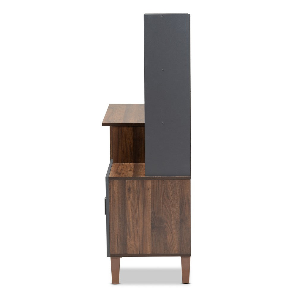 Baxton Studio - Jaeger Desk in Grey/Walnut Brown - SESD8019WI-Columbia/Dark Grey-Desk view 4