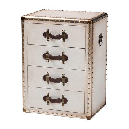 Baxton Studio - Jaelyn End Table in Beige/Coffee/Silver - JY24A037-White-Wooden-ET view 1