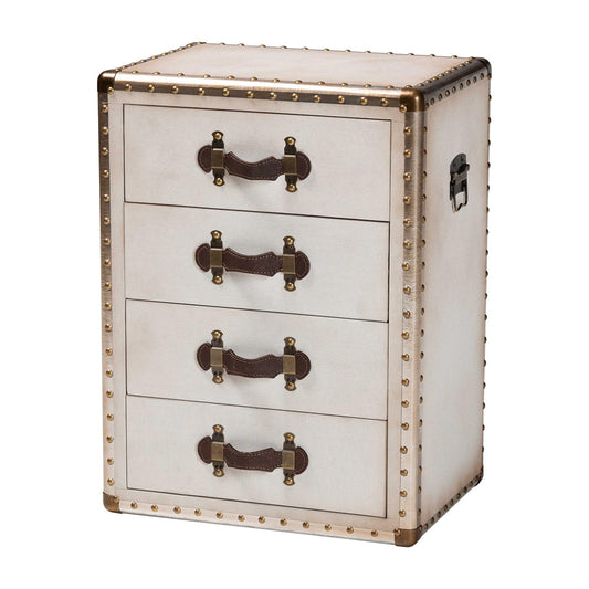 Baxton Studio - Jaelyn End Table in Beige/Coffee/Silver - JY24A037-White-Wooden-ET view 1