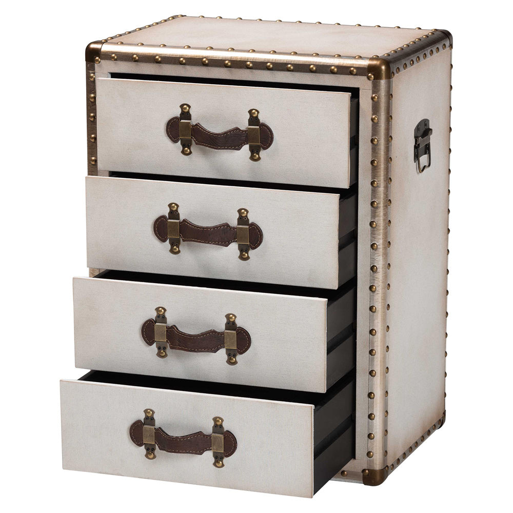 Baxton Studio - Jaelyn End Table in Beige/Coffee/Silver - JY24A037-White-Wooden-ET view 2