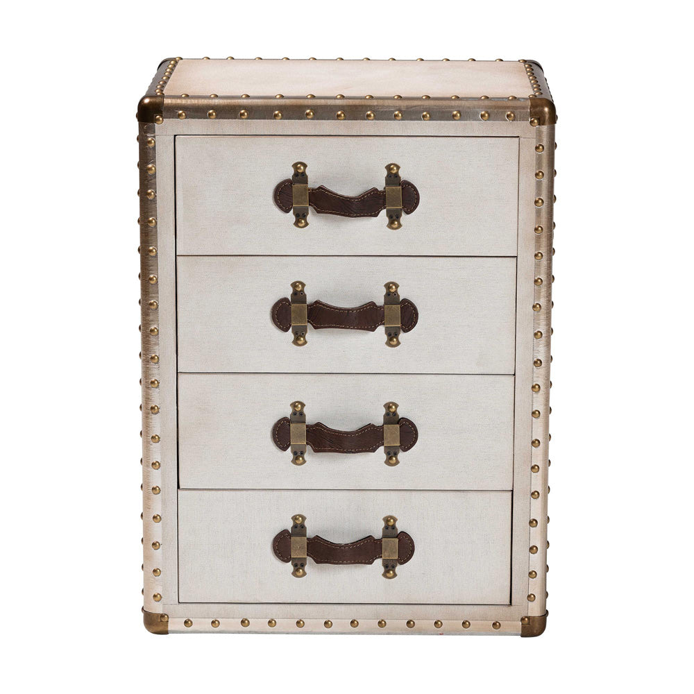 Baxton Studio - Jaelyn End Table in Beige/Coffee/Silver - JY24A037-White-Wooden-ET view 3
