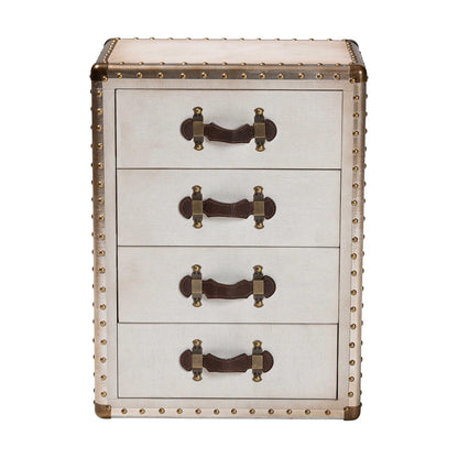 Baxton Studio - Jaelyn End Table in Beige/Coffee/Silver - JY24A037-White-Wooden-ET view 3