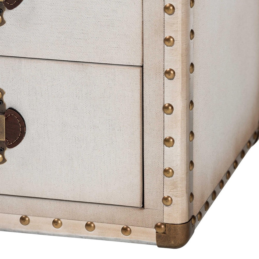 Baxton Studio - Jaelyn End Table in Beige/Coffee/Silver - JY24A037-White-Wooden-ET view 7