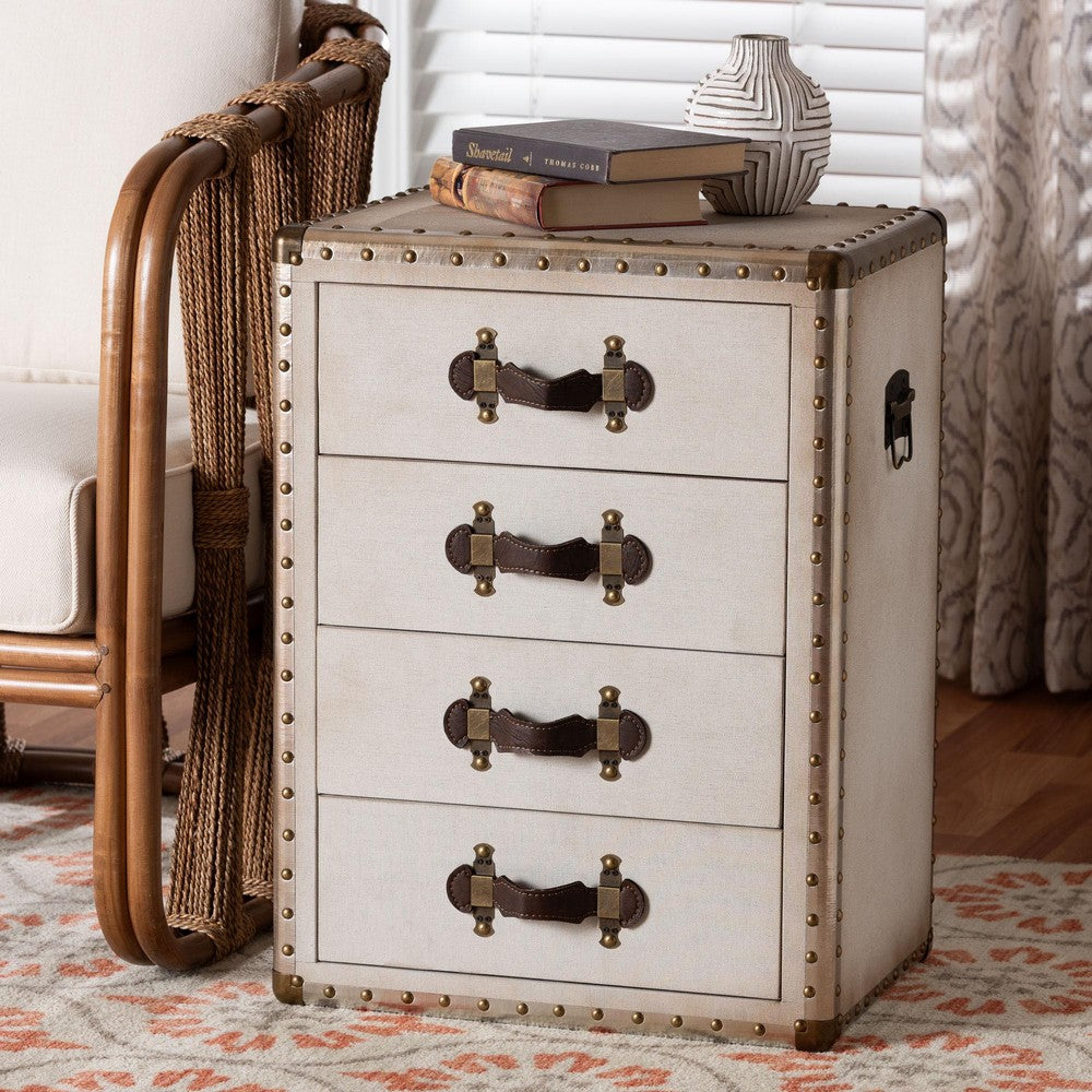 Baxton Studio - Jaelyn End Table in Beige/Coffee/Silver - JY24A037-White-Wooden-ET view 10
