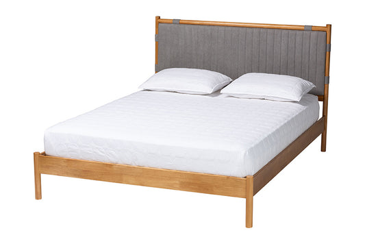 Baxton Studio - Jaiana Queen Size Bed - BBT61187-Grey/Natural Oak-Queen view 1