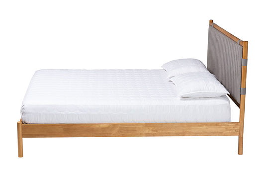 Baxton Studio - Jaiana Queen Size Bed - BBT61187-Grey/Natural Oak-Queen view 2