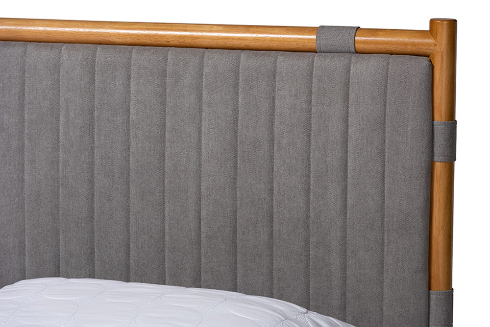 Baxton Studio - Jaiana Queen Size Bed - BBT61187-Grey/Natural Oak-Queen view 4