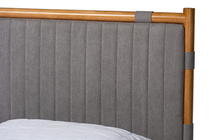 Baxton Studio - Jaiana Queen Size Bed - BBT61187-Grey/Natural Oak-Queen view 4