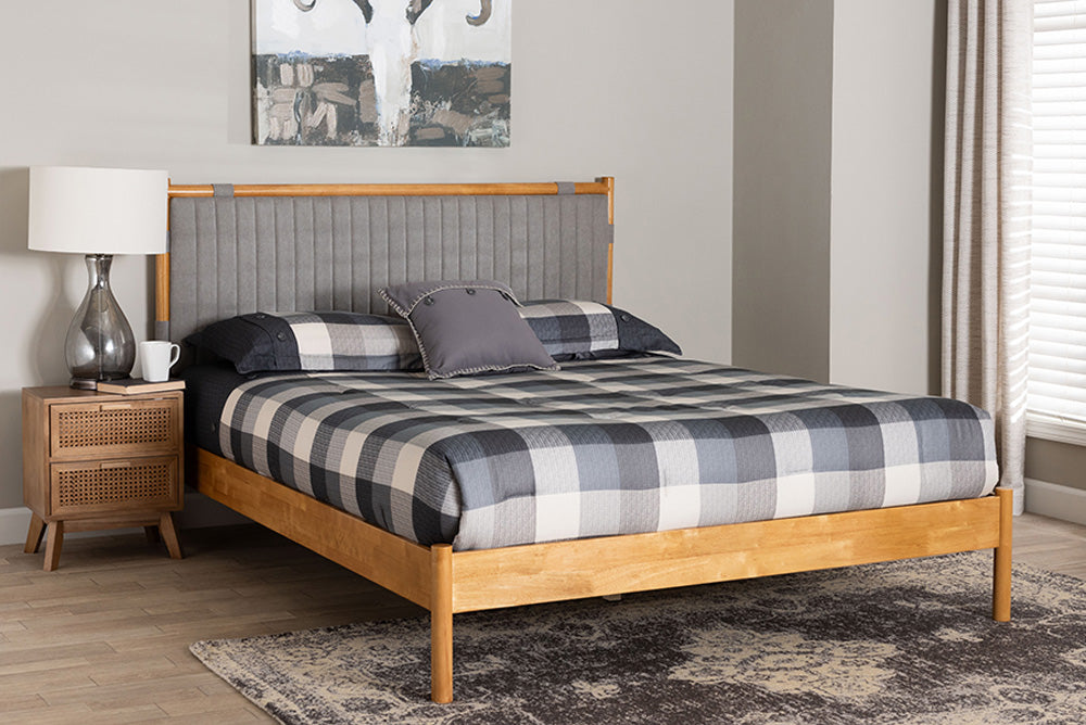 Baxton Studio - Jaiana Queen Size Bed - BBT61187-Grey/Natural Oak-Queen view 5