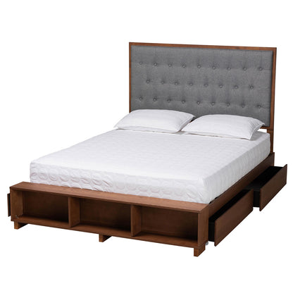 Baxton Studio - Jalie King Size Bed in Grey/Walnut Brown - MG9765/6001-1S-King view 2
