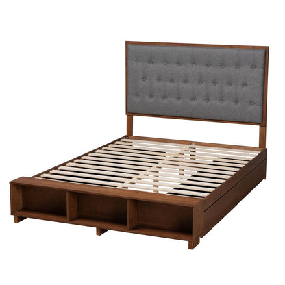 Baxton Studio - Jalie King Size Bed in Grey/Walnut Brown - MG9765/6001-1S-King view 4