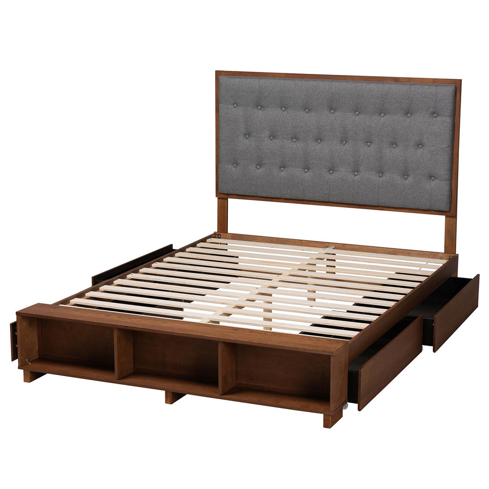 Baxton Studio - Jalie King Size Bed in Grey/Walnut Brown - MG9765/6001-1S-King view 5