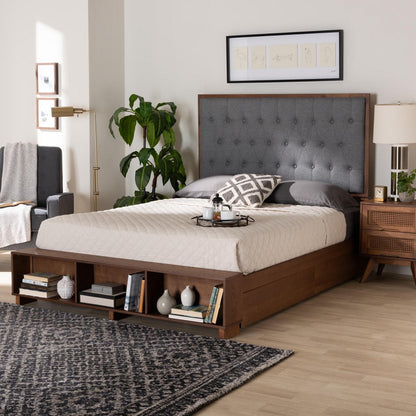 Baxton Studio - Jalie King Size Bed in Grey/Walnut Brown - MG9765/6001-1S-King view 9