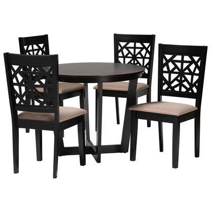 Baxton Studio - Jamie Dining Set in Beige/Dark Brown - Jamie-Sand/Dark Brown-5PC Dining Set view 1
