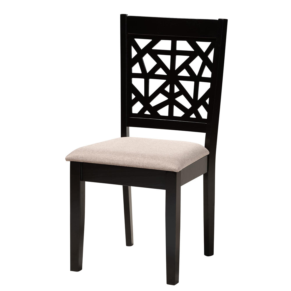 Baxton Studio - Jamie Dining Set in Beige/Dark Brown - Jamie-Sand/Dark Brown-5PC Dining Set view 2