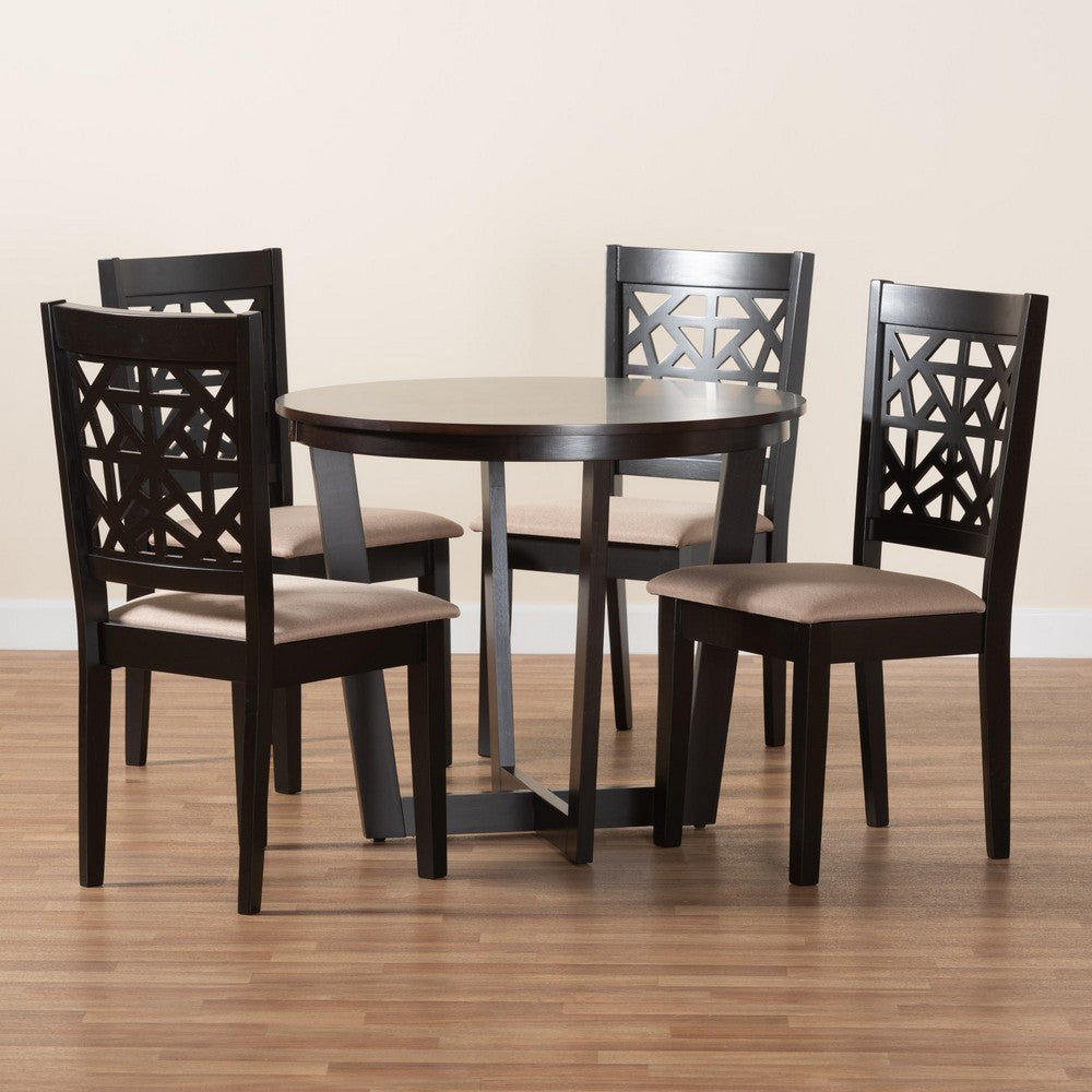 Baxton Studio - Jamie Dining Set in Beige/Dark Brown - Jamie-Sand/Dark Brown-5PC Dining Set view 9