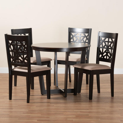 Baxton Studio - Jamie Dining Set in Beige/Dark Brown - Jamie-Sand/Dark Brown-5PC Dining Set view 9